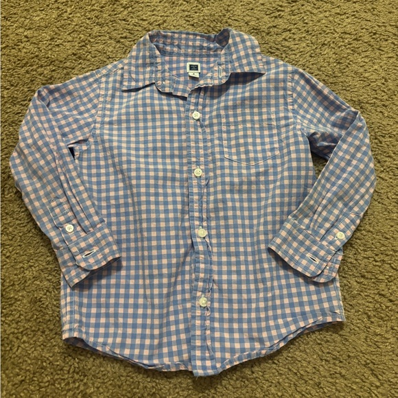 Janie and Jack Blue Gingham Poplin Shirt Size 3T - Picture 2 of 5